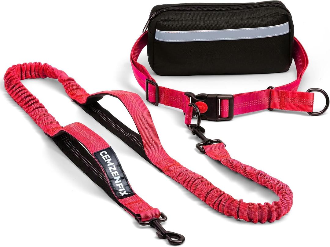 Hands Free Dog Leash with Waist Belt and Bungee for Walking