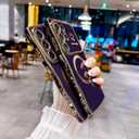 ZONRW for Samsung Galaxy S25 Ultra Case Magnetic,for Women Girls Soft Cute Wave Frame Curly Shape Love Heart Luxury Plating Phone Case Compatible with MagSafe Shockproof Back Cover 6.9"-Dark Purple