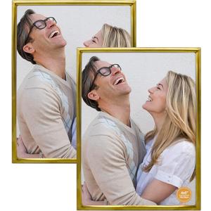 DECANIT 4x6 Picture Frame Metal,Thin Profile Photo Frame 4 by 6 Inch, Display for Wall Mounting or Tabletop Pack of 2,Gold