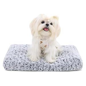 KSIIA Washable Dog Bed Deluxe Plush Dog Crate Beds Comfy Kennel Pad Anti-Slip Pet Sleeping Mat for Large, Jumbo, Medium, Small Dogs Breeds, 17" x 12", Gray