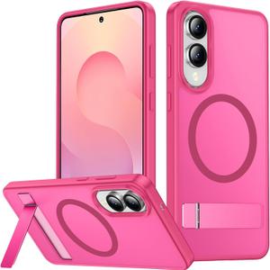 SPIDERCASE Magnetic for Samsung Galaxy S25 Edge Case, [3 Stand Ways][ Military Grade Drop Protection] with Invisible Stand Shockproof Slim Case for S25 Edge 5G,Rose Red