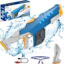 Skirfy Electric Water Gun for Adult Kids, Outdoor Automatic Water Suction Water Toys Squirt 32 FT Range, Water Guns Summer Beach Pool Lawn Party Games Blue