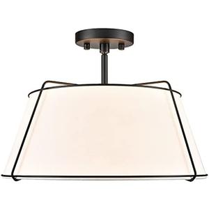 Light Society LS-C556-BLK Lise Ceiling Light, Black/White