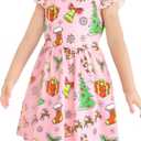 Girl Christmas Dress A Line Casual Dresses Toddler Santa Xmas Tree Candy Cane Dress Kids Knee Length Dresses (5-6 Years, Yellow)