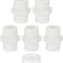 uxcell PVC Nipple Thread Coupling Adapter Connector, 2Pcs 3/4" PT PVC Pipe Fitting with Sealant Tape (Male to Male), Hose Adapter Coupling for Thread Plumbing Pipe (White) (0.75 Inch)