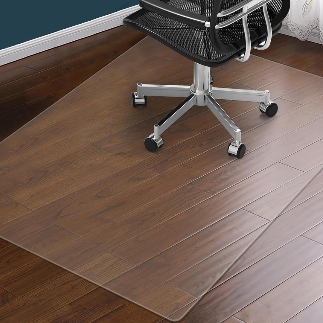 Clear Chair Mat for Hardwood Floor: 48" x 36" Plastic Office Chair Mats for Hard Wood and Tile Floor, Easy Glide No-Slip Floor Mat for Rolling Chair, Heavy Duty Pvc Floor Protector under Computer Desk Clear Chair Mat for Hardwood Floor: 48" x 36" Plastic Office Chair Mats for Hard Wood and Tile Floor, Easy Glide No-Slip Floor Mat for Rolling Chair, Heavy Duty Pvc Floor Protector under Computer Desk