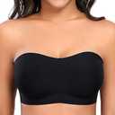 Gailife Smooth Strapless Bras for Women Non-Slip Wireless Bandeau Bra Padded Light Push Up Tube Top Bra XL