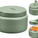 13.5oz Kids Jar for Hot Food, Insulated Vacuum Food Jar with Buckle Lid, Stainless Steel Wide Mouth Leak Proof Insulated Lunch Container for School Picnic Travel, Green