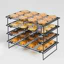 4PCS Cooling Racks for Cooking and Baking, Collapsible 4 Tiers 10"X16" Cool Batches of Cookies, Non-Stick & BPA-Free, Oven and Dishwasher Safe (Black-202)