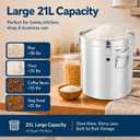 5.55Gal Stainless Steel Canister w/ Lid Flour Storage Container 20lbs (21L), 33x30cm/ 12.99x11.81in