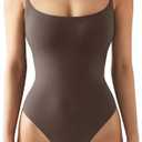SUUKSESS Women Sexy Square Neck Thong Bodysuit Backless Cami Bodysuit Top, Size M