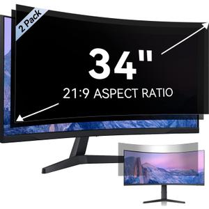 [2-Pack] 34 Inch Computer Privacy Screen for 21:9 Aspect Ratio Widescreen Monitor, Eye Protection Anti Glare Blue Light Computer Monitor Privacy Filter, Removable Anti-Scratch Screen Protector Film 34