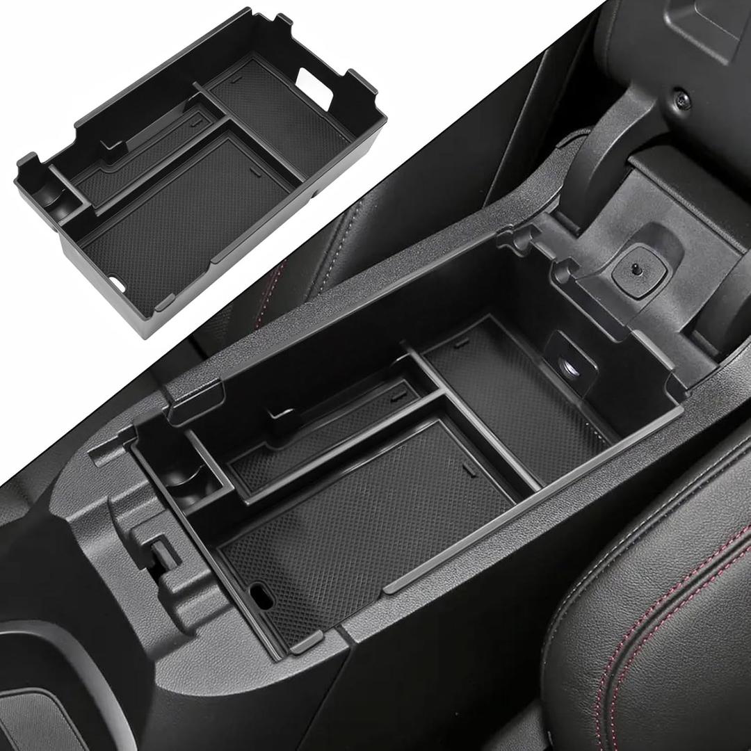 Center Console Organizer Tray Compatible with Chevy Equinox 2018 2019 2020 2021 2023 2024 Accessories, Armrest Insert Secondary Storage Box (Not Fit 2025 2026) Black Trim