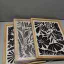 flowtorely Abstract Floral Botanical Wall Art 16x11 Inch 3 Piece Black Vintage Boho Plant Flower Minimalist Wood Frame Sign Home Living Room Family Office Mid Century Print Wall Hanging Decor (Wood)