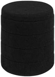 ZOLANOful Round Boucle Storage Ottoman, Sherpa Teddy Fabric Ottoman Footstool with Reversible Tray Lid, Folding Footrest with Storage for Living Room, Bedroom, Dorm, Black, 14.6" x 14.6" x 17.7"