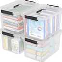 Vadidiya 4 Packs 18 Quart Clear Plastic Storage Latching Bins, Clear Storage Boxes with Handles