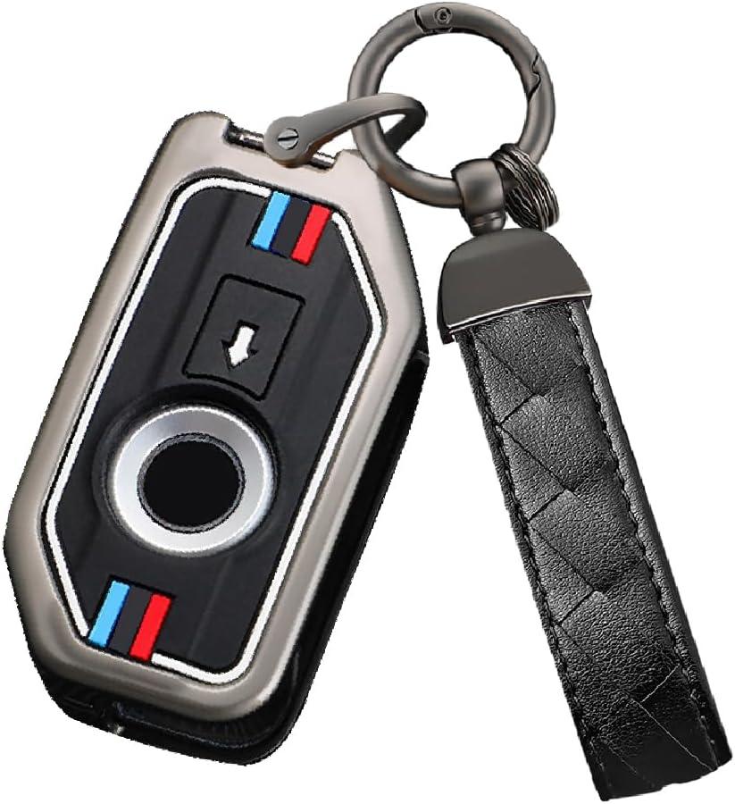 2 Button Remote Motorcycle Key Fob Cover with Keychain Fit for BMW R1250GS ADV R1200GS C400GT 750GT F850 F750GS F850GS F900R F900XR K1600 K1600GTL S1000R S1000XR Key Shell Case-A Black