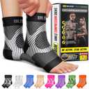 BLITZU Compression Socks for Plantar Fasciitis, Achilles Tendonitis, Arthritis Relief, Ankle Brace Compression Sleeve with Foot Arch Support, Ankle Wrap for Women, Men, Swelling & Heel Pain Black S-M