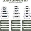 KOMUEE 30 Pieces Glass Food Storage Containers Set, Glass Meal Prep Containers Set with Snap Locking Lids, Airtight lunch Containers for Microwave, Oven, Freezer & Dishwasher,Gray, 15 pcs