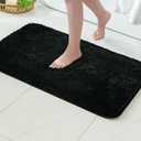 MIULEE Black Absorbent Bath Rugs, Soft Large Bathroom Mats Non-Slip and Quick-Drying for Bathroom Floor Bathtub Showers, Machine Washable Carpet (24 x 36 Inches)