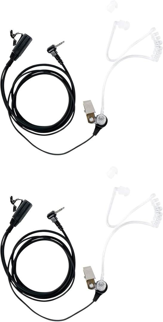 1 Pin 2.5mm Earpiece Headset Compatible with Motorola Radio Talkabout T200 T260 T600 T800 MH230R MR350R MT350R Walkie Talkie with Covert Acoustic Tube and PTT mic (2 Pack)