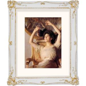 SIMON'S SHOP 11x14 Picture Frame Matted for 8x10 Photo, Vintage Style Poster Frames 11x14, White with Gold Accents Wall Mounting Gallery Wall Dcor