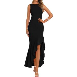 PRETTYGARDEN Wedding Guest Dresses for Women 2026 Summer Formal Gala Maxi Dress Ruffle Mermaid Cocktail Long Dresses S