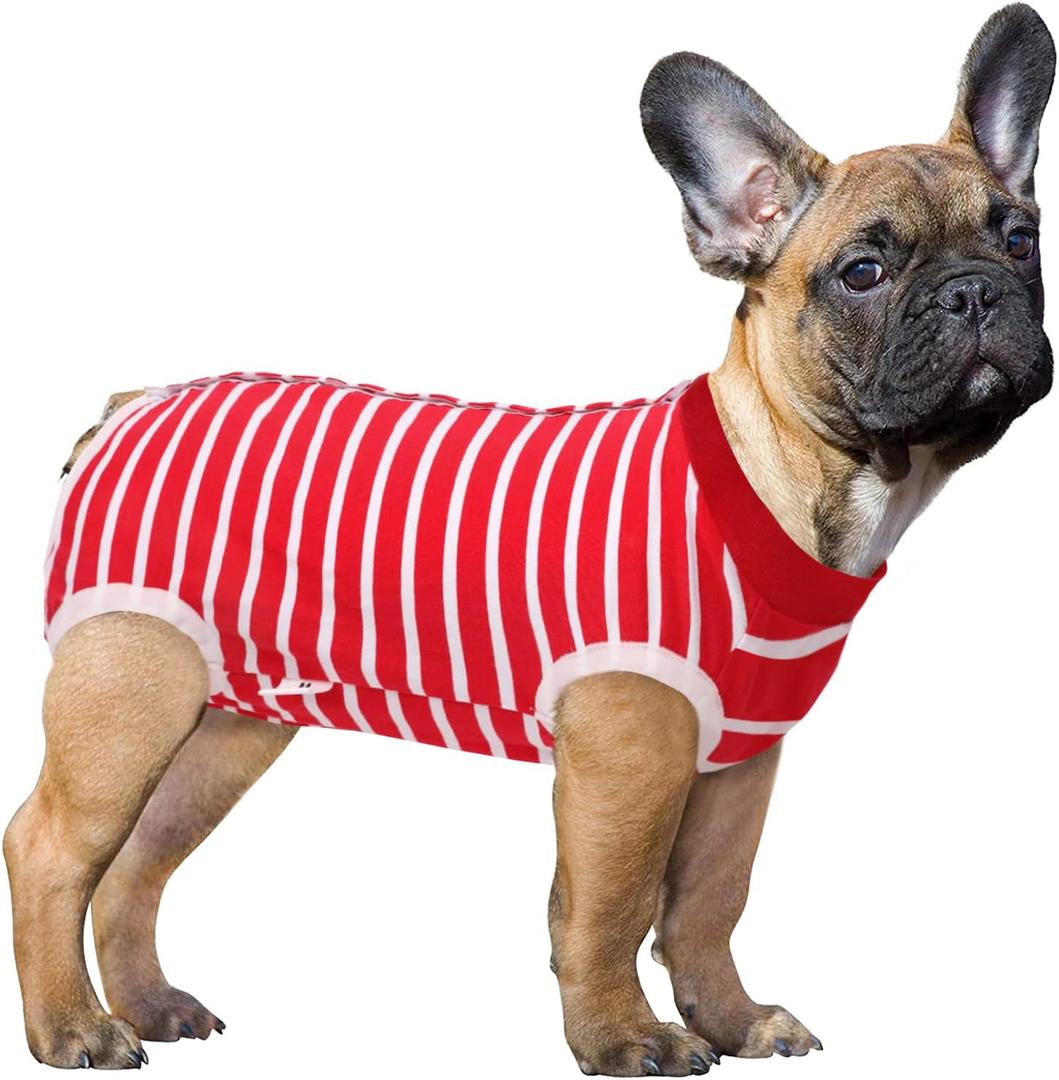 SAWMONG Dog Recovery Suit, Recovery Suit for Dogs After Surgery, Dog Spay Surgical Suit for Female Dogs, Dog Onesie Bodysuit for Surgery Male Substitute E-Collar Cone, Red, Medium (Medium (Back: 12.2", Weight: 6-12 Ib))