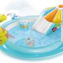 Intex Gator 6.6' x 5.6' x 4" Outdoor Inflatable Kiddie Pool Water Play Swim Center