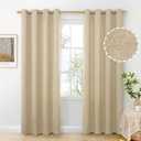 BGment Beige Linen Curtains 84 Inch Length 2 Panels for Living Room, Thick Semi Sheer Drapes Non See Through with Grommet Light Filtering Window Treaments for Bedroom, Each 52 Inch Wide
