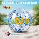 Phoncoo 10 Pcs 16Inch Graduation Inflatable Beach Balls, Congrats Grad Beach Ball with Gold Confetti, Grad Beach Balls for Graduation Pool Party Supplies