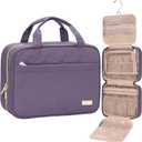 NISHEL Travel Toiletry Bag for women, Portable Hanging Organizer for Travel-Sized Shampoo, Conditioner, Brushes Set, Makeup Accessories, Medium Size, Purple
