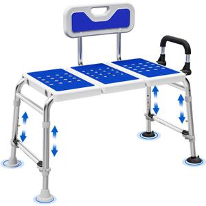 Heavy Duty Bath and Shower Bench with Adjustable Height and Reversible backrest - Handicap Shower Chair for Elderly and Disabled, Sliding Shower Chair, Bathtub Chair for Inside tub