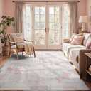 4x6 Ft Area Rugs for Living Room, Soft Non-Slip Washable Rugs Modern Abstract Pattern Carpet for Bedroom Indoor Floor Nursery Home Decor (Pink)