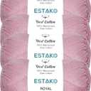 Estako Royal Cotton, (4 Skeins Pack) 100% Mercerized Giza Cotton Yarn, Soft, Super Fino for Crochet and Knitting (4 x 1.76 Oz) / (4 x 137 Yrds) (5096 - Baby Pink)