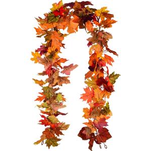 Lvydec 2 Pack Fall Maple Garland - 5.9ft/Piece Artificial Fall Foliage Garland Colorful Autumn Decor for Home Wedding Party (Mixed Color)