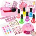 Kids Nail Polish Set for Girls, 14PCS Nail Art Kit with Nail Dryer, Non Toxic Nail Polish kit and Fake Nails for Kids, Girl Toys Age 6-8, Halloween Christmas Birthday Gifts for Girls 8-12