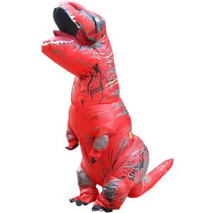 Halloween Inflatable Dinosaur Costume Adult Fancy Dinosaur Suit Blow up Trex Costume Full Body Dino Costume (Red)