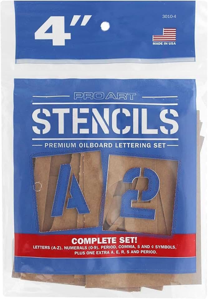 Pro Art Oil Board Stencil Set 4" for Painting on Wood, Canvas, Paper, Fabric, Wall and Tile, Reusable DIY Art and Craft Stencils for Painting, 6"x6" Inches