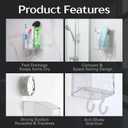 HOME&I Suction Cup Toothbrush Holder and Shower Caddy Drill-Free, Removable, Powerful Suction Cup, Self-Draining Design for Bathroom & Kitchen Holds Toothpaste, Razors, and Tableware