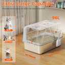 Stainless Steel Litter Box with Lid, 180 Flip-Top XL Extra Large Enclosed Litter Box for Big Cats, Front Entry Top Exit Kitty LitterBox, Metal Cat Box with Scoop & Step Board, Odor-Free, Anti-Leak