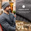 TOP-EX XL/XXL 100% Merino Wool Beanies Hats Men Fleece Lined Winter Knitted Hat Warm Cuffed Beanie (Green, L)