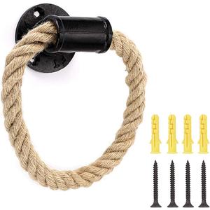 Sumnacon Industrial Pipe Rope Towel Ring - Wall-Mounted Metal Towel Rack/Bar with Hardware,Vintage Style Iron Hand Towel Holder for Shower/Bathroom/Bedroom/Kitchen, Electroplated Black Finish Sumnacon Industrial Pipe Rope Towel Ring - Wall-Mounted Metal Towel Rack/Bar with Hardware,Vintage Style Iron Hand Towel Holder for Shower/Bathroom/Bedroom/Kitchen, Electroplated Black Finish