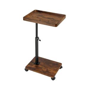GENDLTHIJ Side Table TV Tray for Couch,Height Adjustable C Shaped End Table for Small Spaces,Bedside Bathroom Living Room (Vintage Brown)