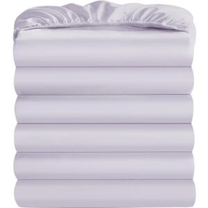 Maple&Stone Twin Fitted Sheet Only - Bulk Pack of 6 Bottom Sheets - Premium Soft & Breathable, Brushed Microfiber Fabric for Twin Size, Lilac Purple