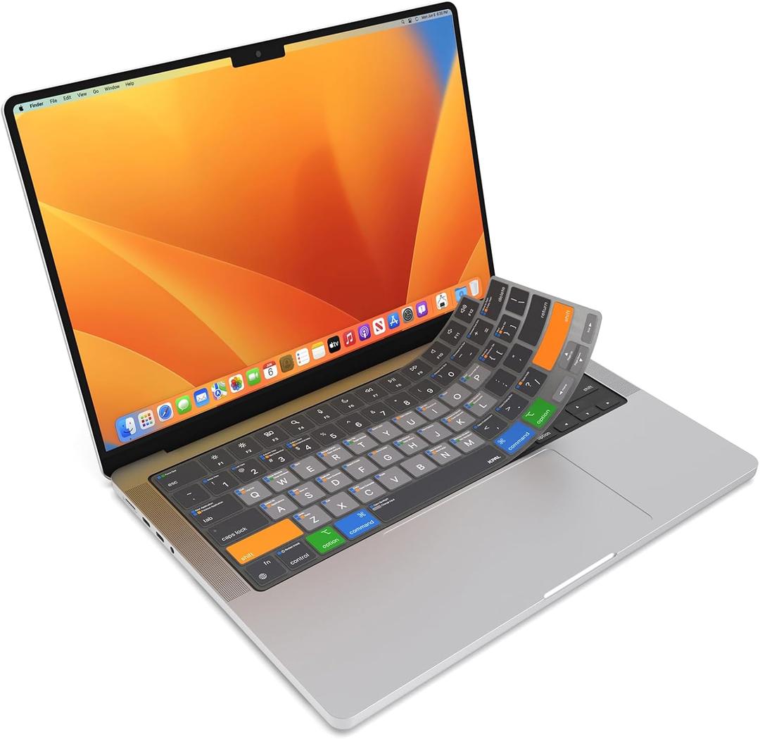 JCPal MacOS Shortcut Guide Keyboard Cover for Apple MacBook Pro 14 inch (M1-M5) and MacBook Pro 16 inch (M1-M4) and MacBook Air 13 inch and MacBook Air 15 inch (M2-M4) (US-Layout)