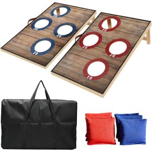 Corn Hole Toss Game for Adults 24x16 Inch Set - Portable Cornhole Board Set with Scoring Target Area, Bean Bags & Carrying Case | Family Kids Outdoor Backyard Beach Lawn Games