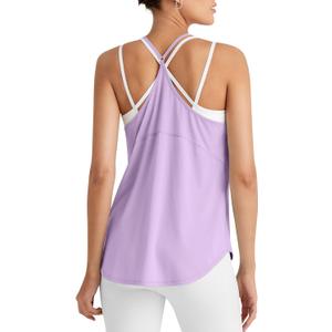 G4Free Gym Athletic Workout Tanks for Women Running Muscle Tank Tops Lightweight (Light Purple,XXL) 