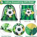 Winrayk 12 Sets Soccer Party Favors Sports Birthday Supplies, Drawstring Bag Silicone Bracelet Keychain Tattoo Sticker, Goodie Stuffer Pinata Filler Teen Kids Boys Soccer Birthday Party Decorations