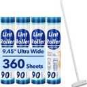 Large Lint Rollers for Carpet, 9.45'' Sticky Rollers for Floor with 360 Sheets, Extendable Long Handle Sticky Mop for Cleaning Couch, Curtains, Cars, Clothing, and Pet Hair